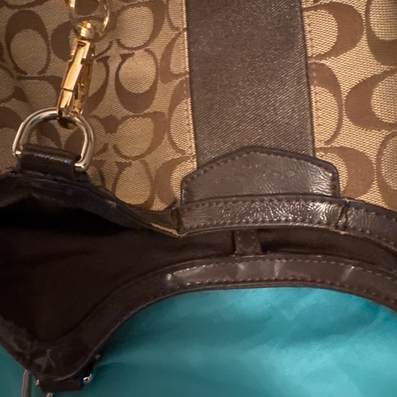 Coach Signature Jacquard Shoulder Bag with Leather Trim - Picture 4 of 5